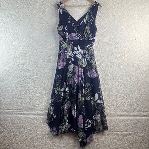 NWT Connected Womens Pink Purple Floral Sleeveless High Low Midi Dress Size 8
